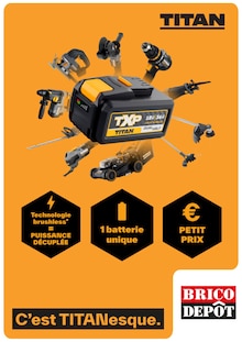 Catalogue Brico Dépôt de la semaine "TITAN" avec 1 page, valide du 20/03/2026 au 05/04/2026 pour Ballainvilliers et alentours Prospectus Brico Dépôt de la semaine "TITAN" avec 1 page, valide du 20/03/2026 au 05/04/2026 pour Ballainvilliers et alentours