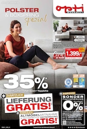 Opti-Wohnwelt Prospekt "Polsterwochen 35% + Lieferung gratis", 24 Seiten, 23.09.2023 - 23.09.2023 Aktueller Opti-Wohnwelt Prospekt, "Polsterwochen 35% + Lieferung gratis", mit Angeboten der Woche, gültig von 23.09.2023 bis 23.09.2023