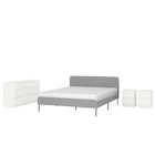 Schlafzimmermöbel 4er-Set Knisa hellgrau/weiß 140x200 cm von SLATTUM / KULLEN im aktuellen IKEA Prospekt für 257,98 €