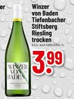 Trinkgut Wiesenbach - Tiefenbacher Stiftsberg Riesling trocken Angebot im Prospekt Tiefenbacher Stiftsberg Riesling trocken bei Trinkgut im Wiesenbach Prospekt für 3,99 €