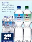 Mineralwasser im Angebot bei Getränkewelt in Moers Mineralwasser Angebote von Kastell bei Getränkewelt Moers für 2,99 €
