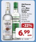 Old Pascas Rum oder Moskovskaya Vodka im Angebot bei combi in Hameln Old Pascas Rum oder Moskovskaya Vodka Angebote von Old Pascas bei combi Hameln für 6,99 €