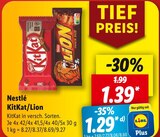 KitKat/Lion von Nestlé für 1,39 € bei Lidl im Angebot KitKat/Lion von Nestlé im aktuellen Lidl Prospekt