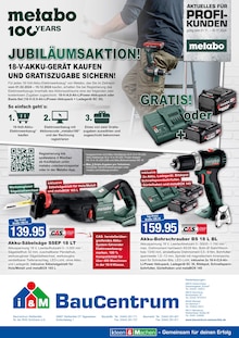 i&M BauCentrum Prospekt Jubiläumsaktion 100 Jahre Metabo mit  Seiten