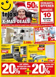 tejo's SB Lagerkauf Prospekt für Cumlosen mit 16 Seiten tejo's SB Lagerkauf Prospekt für Cumlosen: "tejo's X-MAS DEALS", 16 Seiten, 04.12.2023 - 09.12.2023