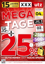 XXXLutz Prospekt "MEGA-TAGE" für Engelskirchen, 4 Seiten, 26.09.2026 - 02.10.2026