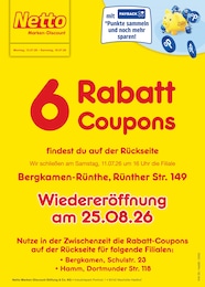 Netto Marken-Discount Prospekt für Werne mit 2 Seiten Netto Marken-Discount Prospekt für Werne: "6 Rabatt-Coupons", 2 Seiten, 13.07.2026 - 18.07.2026