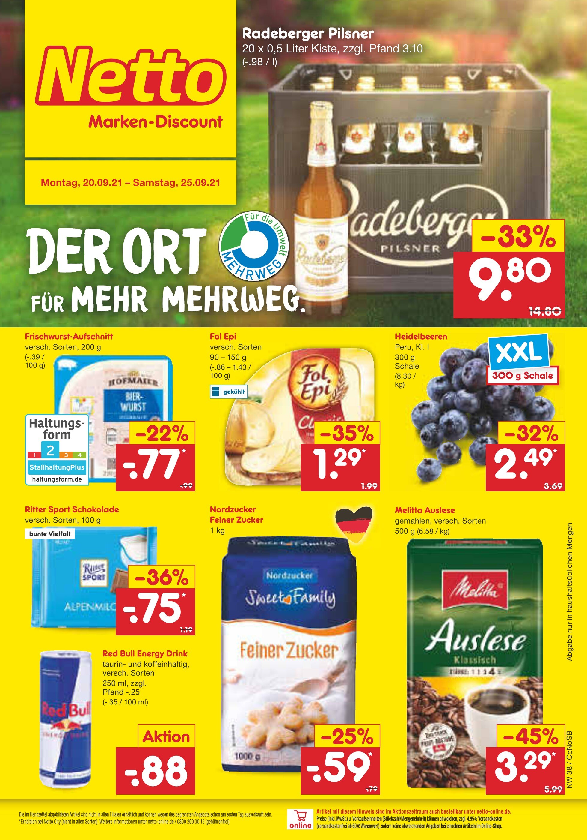 Netto Marken-Discount Prospekt für Ziezow mit 41 Seiten Netto Marken-Discount Prospekt für Ziezow: "DER ORT FÜR MEHR MEHRWEG.", 41 Seiten, 20.09.2021 - 25.09.2021