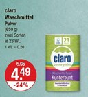 Waschmittel Pulver im V-Markt Prospekt Waschmittel Pulver von claro im aktuellen V-Markt Prospekt für 4,49 €