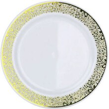 4 assiettes dentelées 19 cm avec une bordure dorée ou argentée - Géant Casino à Lyon 4 assiettes dentelées 19 cm avec une bordure dorée ou argentée en promo chez Géant Casino Lyon à 2,00 €