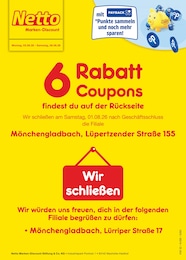 Discounter Prospekt von Netto Marken-Discount Mönchengladbach Netto Marken-Discount Prospekt: "6 Rabatt-Coupons", 2 Seiten, 03.08.2026 - 08.08.2026