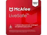 McAfee LiveSafe Attach für alle Geräte in einem Haushalt, 1 Jahr, mit einer automatischen Verlängerung Download Code [PC, iOS, Mac, Android] - [Multiplattform] von MCAFEE im aktuellen MediaMarkt Saturn Prospekt für 19,99 €