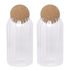 Set de 2 bocaux en verre strié - BIRAMBEAU en promo chez Carrefour Guyancourt à 8,99 €