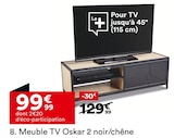 Meuble TV Oskar 2 noir/chêne - But à Aurillac Meuble TV Oskar 2 noir/chêne en promo chez But Aurillac à 99,99 €