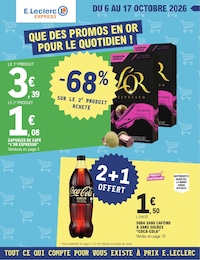 Prospectus Supermarchés E.Leclerc en cours, QUE DES PROMOS EN OR POUR LE QUOTIDIEN !, 12 pages, 06/10/2026 - 17/10/2026 Catalogue Supermarchés E.Leclerc en cours à Rouxmesnil-Bouteilles et alentours, QUE DES PROMOS EN OR POUR LE QUOTIDIEN !, 12 pages, 06/10/2026 - 17/10/2026