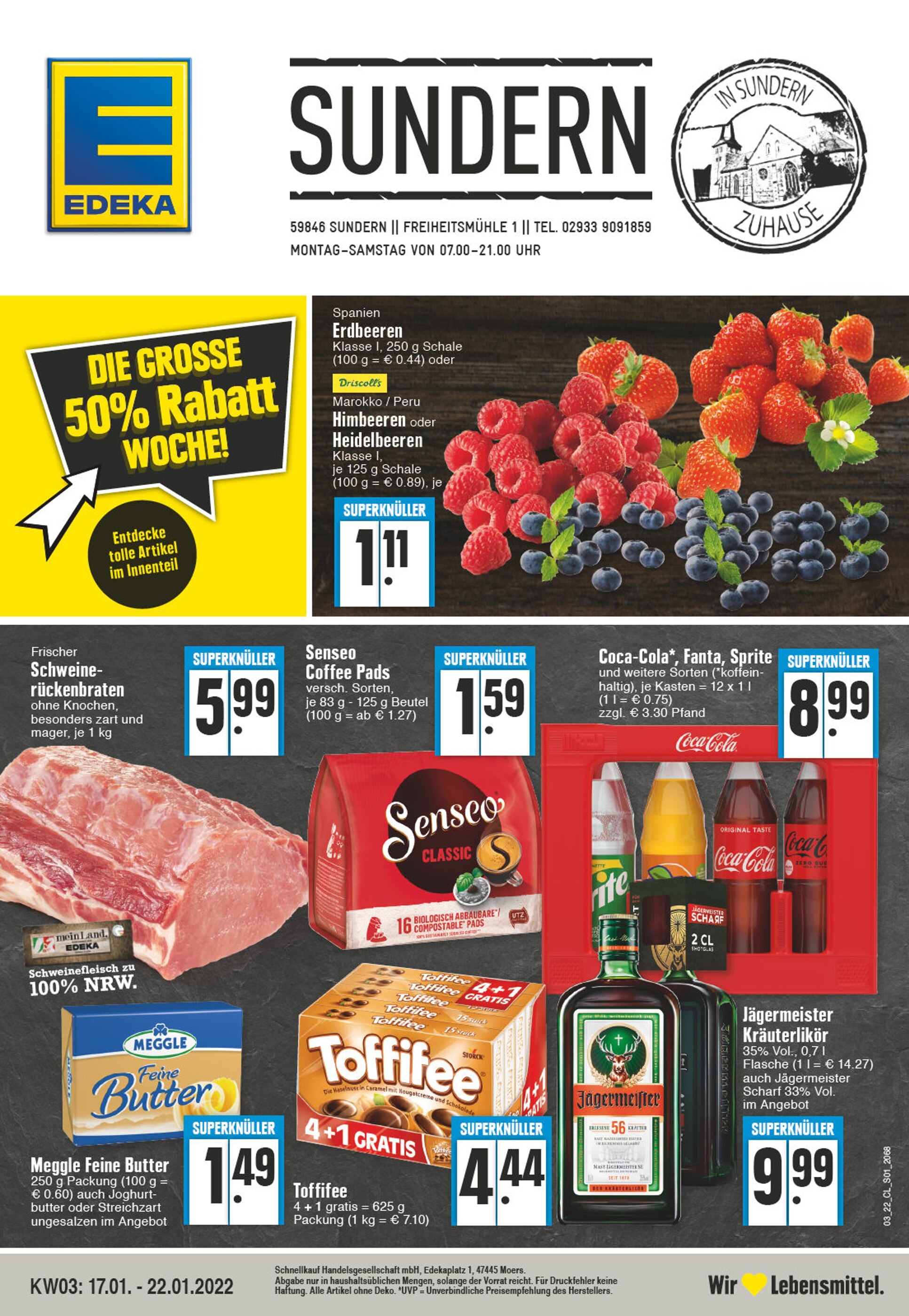 EDEKA Prospekt für Sundern mit 24 Seiten EDEKA Prospekt für Sundern: "Aktuelle Angebote", 24 Seiten, 17.01.2022 - 22.01.2022