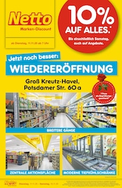 Aktueller Netto Marken-Discount Discounter Prospekt in Groß Kreutz und Umgebung, "Wiedereröffnung - 10% auf ALLES" mit 4 Seiten, 11.11.2025 - 15.11.2025