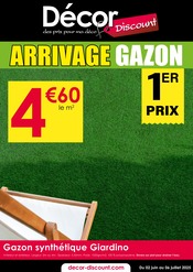 Catalogue Meubles & Décoration Décor Discount en cours à Grenoble et alentours, "ARRIVAGE GAZON", 8 pages, 02/06/2025 - 06/07/2025