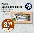 Makrele im V-Markt Prospekt Makrele ganz mit Kopf von Paulus im aktuellen V-Markt Prospekt für 8,99 €