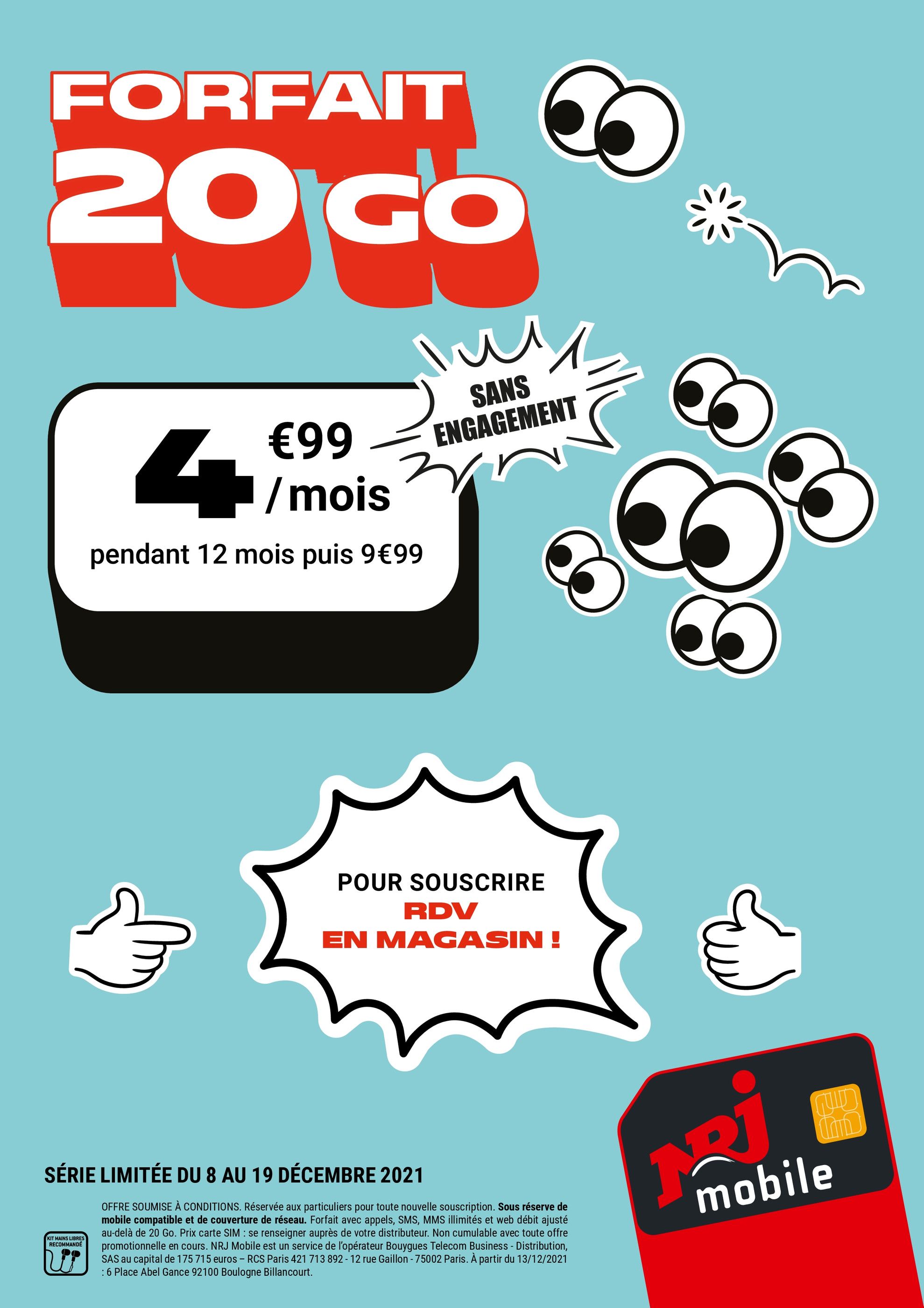 Catalogue NRJ Mobile à Paris, avec 2 pages Prospectus NRJ Mobile à Paris, "Forfait 20 Go, Forfait 100 Go", 2 pages, 08/12/2021 - 19/12/2021