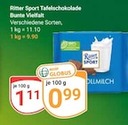 Tafelschokolade Bunte Vielfalt Angebote von Ritter Sport bei GLOBUS Neuwied für 0,99 €