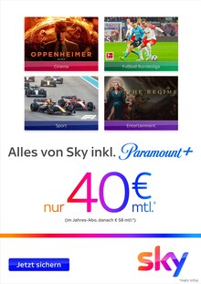 Fernseher im Sky Prospekt "Alles von Sky inkl. Paramount+" mit 4 Seiten (Singen (Hohentwiel))