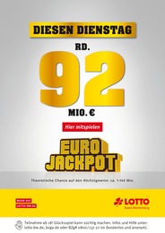 Lotto Baden-Württemberg Prospekt für Empfingen mit 1 Seite Lotto Baden-Württemberg Prospekt für Empfingen: "Diesen Dienstag rund 92 Mio. im Jackpot", 1 Seite, 16.05.2022 - 17.05.2022
