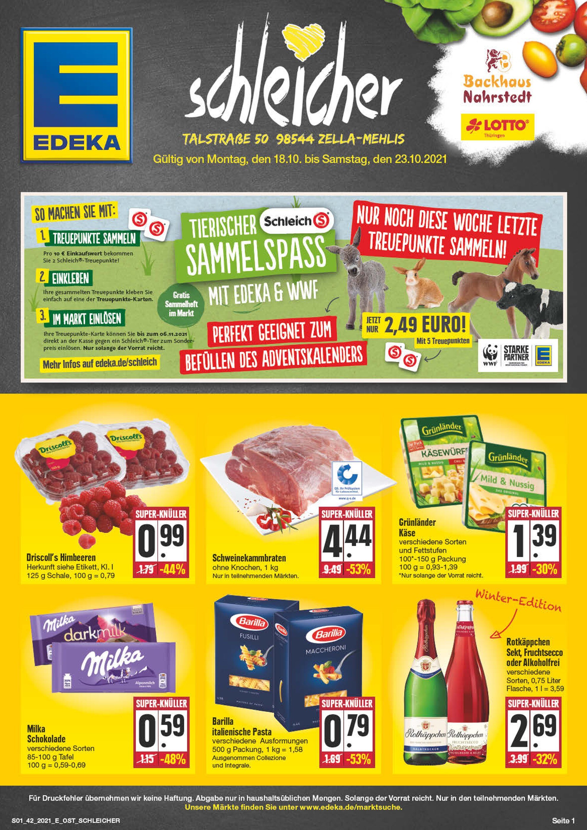 EDEKA Prospekt für Suhl mit 24 Seiten EDEKA Prospekt für Suhl: "Wir lieben Lebensmittel!", 24 Seiten, 18.10.2021 - 23.10.2021
