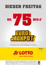 LOTTO Baden-Württemberg Prospekt für Stuttgart mit 1 Seiten LOTTO Baden-Württemberg Prospekt für Stuttgart: "Diesen Freitag rd. 75 Mio. €", 1 Seiten, 05.08.2020 - 07.08.2020