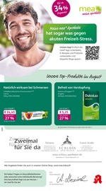 mea - meine apotheke Apotheken Prospekt der aktuellen Woche mit 4 Seiten, gültig von 01.08.2026 bis 31.08.2026, in Vaihingen und Umgebung Aktueller mea - meine apotheke Apotheken Prospekt in Vaihingen und Umgebung, "Unsere August-Angebote" mit 4 Seiten, 01.08.2026 - 31.08.2026