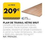 Tout Faire Pont-de-Chéruy - Promo Plan de travail hêtre brut Promo Plan de travail hêtre brut à 209,00 € dans le catalogue Tout Faire à Pont-de-Chéruy