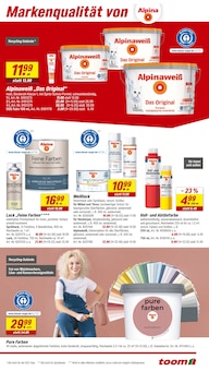 Wandfarbe im aktuellen toom Baumarkt Prospekt (Bochum) Wandfarbe im toom Baumarkt Prospekt "Respekt, wer's selber macht." mit 18 Seiten (Bochum)