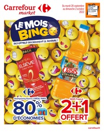 Catalogue Carrefour Market à Montayral, avec 72 pages Prospectus Carrefour Market à Montayral, "Le mois bing, des offres qui donnent le sourire !", 72 pages, 20/09/2022 - 02/10/2022