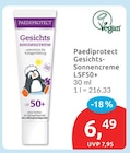 Gesichts-Sonnencreme LSF50+ von Paediprotect für 6,49 € bei budni im Angebot Gesichts-Sonnencreme LSF50+ von Paediprotect im aktuellen budni Prospekt