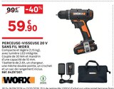 Perceuse-visseuse 20 V sans fil - WORX en promo chez LEROY MERLIN Villeurbanne à 59,90 €