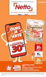 Prospectus Discount Alimentaire de Netto à Saint-Benoît: "LES JOURS MA CARTE", 16 pages, 30/09/2025 - 06/10/2025