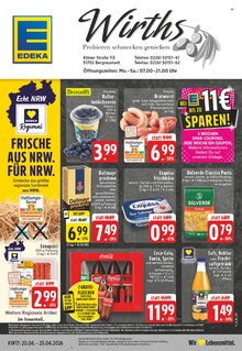 Coca Cola im EDEKA Prospekt "Aktuelle Angebote" mit 24 Seiten (Gummersbach)