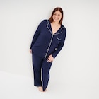 Ensemble pyjama fluide 2 pièces bleu marine femme grande taille - La Halle à Villeurbanne Ensemble pyjama fluide 2 pièces bleu marine femme grande taille en promo chez La Halle Villeurbanne à 29,99 €
