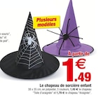 Bazarland Valence - Promo Chapeau de sorcière enfant Promo Chapeau de sorcière enfant à 1,49 € dans le catalogue Bazarland à Valence