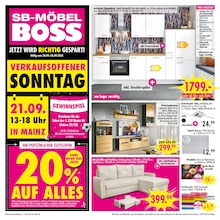 SB Möbel Boss Prospekt für Mainz mit 12 Seiten SB Möbel Boss Prospekt für Mainz: "JETZT WIRD RICHTIG GESPART!", 12 Seiten, 20.09.2025 - 26.09.2025