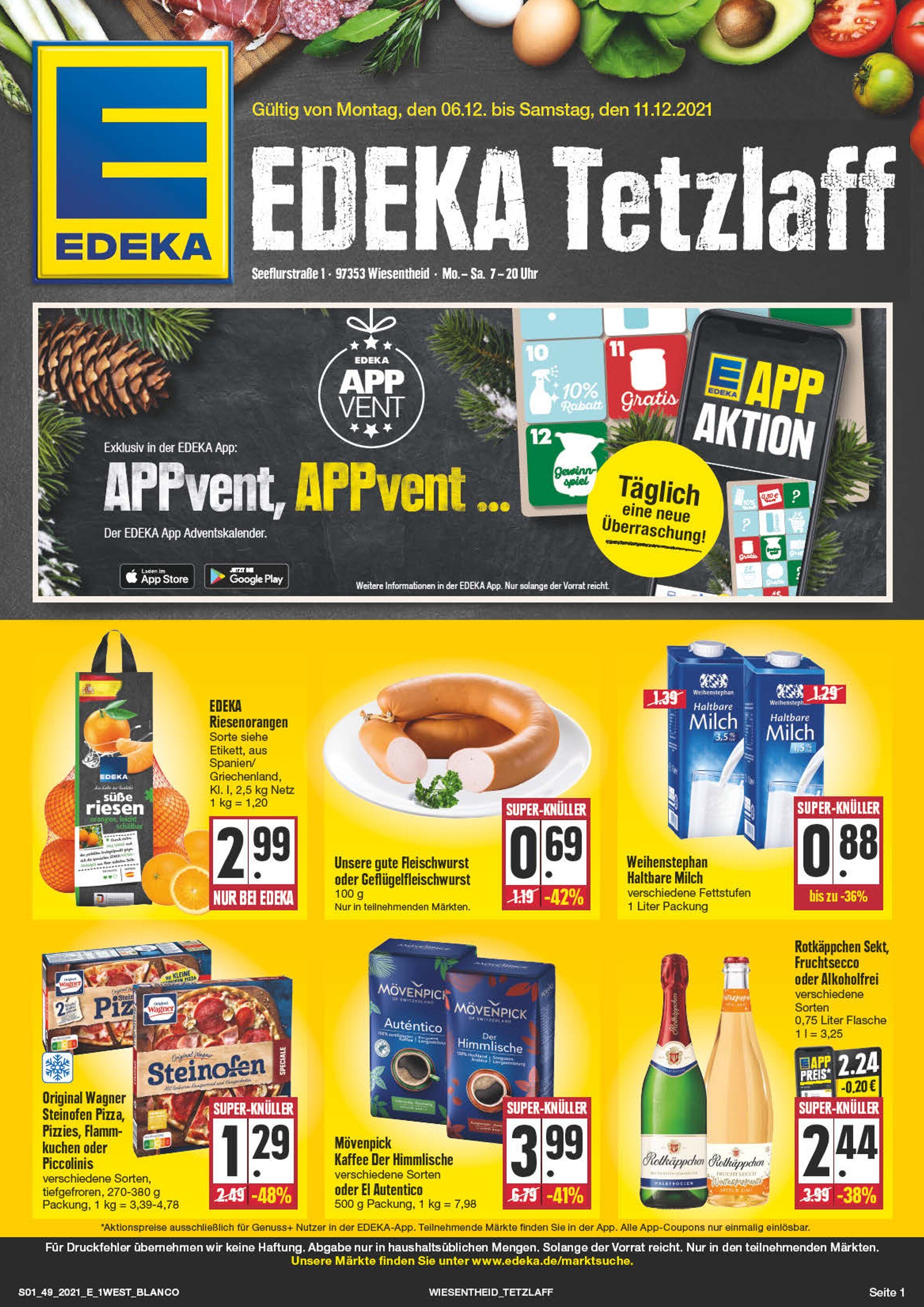 EDEKA Prospekt für Werbach mit 28 Seiten EDEKA Prospekt für Werbach: "Top Angebote!", 28 Seiten, 06.12.2021 - 11.12.2021