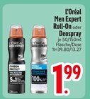 Men Expert Roll-On Carbon Protect im EDEKA Prospekt Men Expert Roll-On Carbon Protect von L'Oréal im aktuellen EDEKA Prospekt für 1,99 €