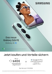 Samsung Prospekt für Rheda-Wiedenbrück der aktuellen Woche, gültig von 04.09.2026 bis 13.10.2026 Aktueller Samsung Rheda-Wiedenbrück Prospekt "Das neue Galaxy S26 FE" mit 1 Seite