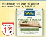 Selection Tasty Snack Angebote von Wasa bei GLOBUS Oberhausen für 1,99 €