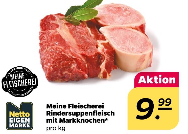 Meine Fleischerei Rindersuppenfleisch mit Markknochen