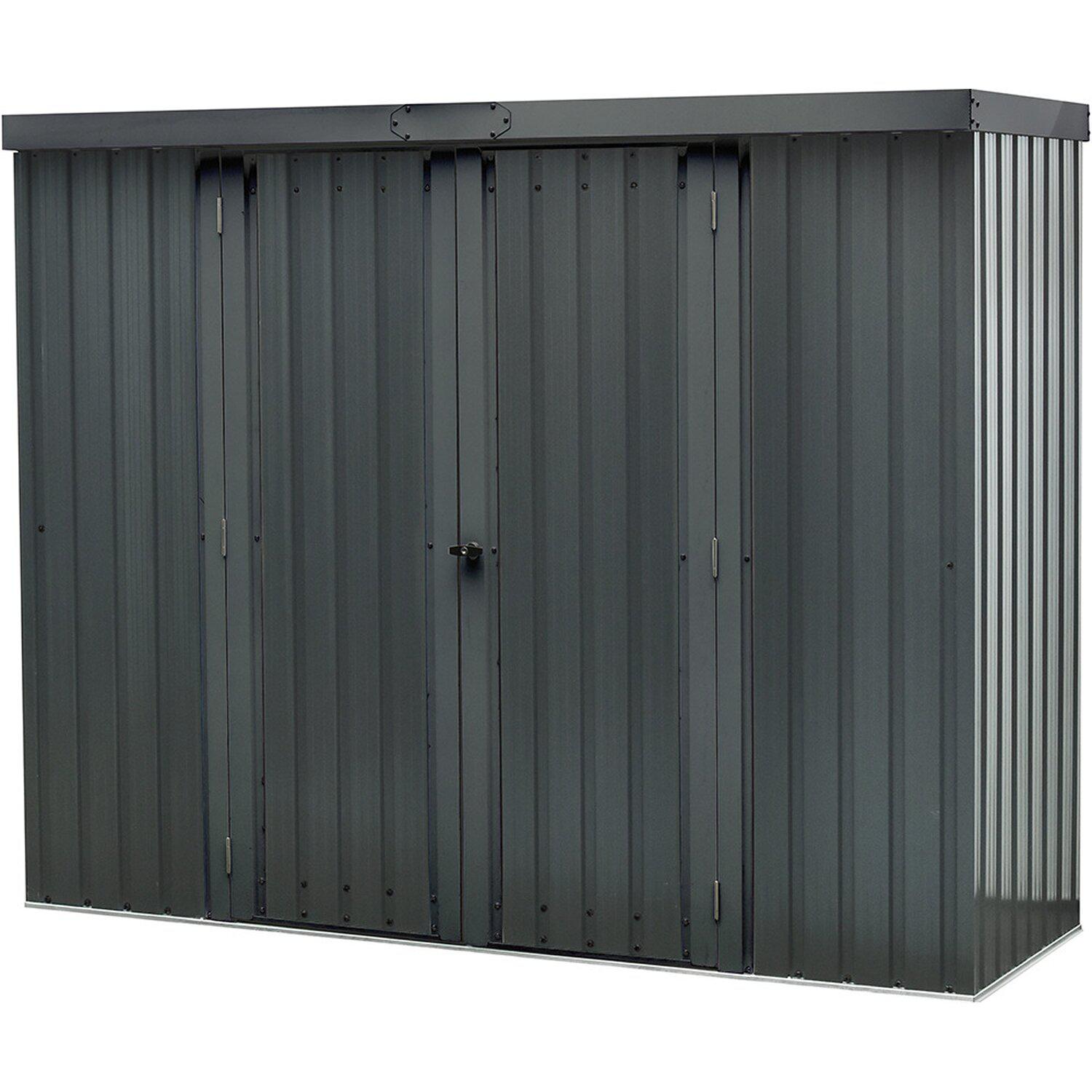 OBI Suhl - Geräteschrank mit Flachdach Anthrazit 226 cm x 81 cm Geräteschrank mit Flachdach Anthrazit 226 cm x 81 cm Angebot bei OBI Suhl im Prospekt ORDNUNG IM GARTEN