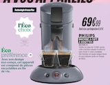 Machine à café à dosettes - PHILIPS - Blanc Brun à Boulogne-Billancourt Machine à café à dosettes - PHILIPS en promo chez Blanc Brun Boulogne-Billancourt à 69,99 €