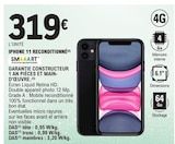 Iphone 11 reconditionné - Smaaart en promo chez E.Leclerc Boulogne-sur-Mer à 319,00 €