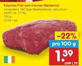 Aktuelles Falsches Filet vom Irischen Weiderind Angebot bei Netto Marken-Discount in Hamburg ab 1,39 €