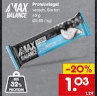 Proteinriegel im Angebot bei Netto Marken-Discount in Herne Proteinriegel Angebote von MAX BALANCE bei Netto Marken-Discount Herne für 1,03 €